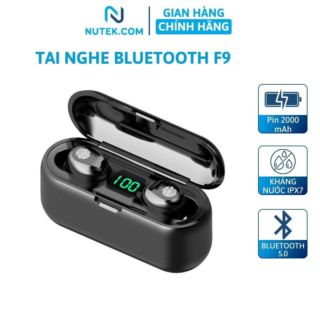 Tai nghe không dây gaming NUTEK F9 bluetooth cảm ứng chống ồn, chống nước IPX7, dung lượng pin trâu 2000mAh