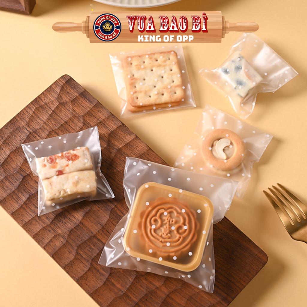 Bao bì đựng trà/ bánh kẹo,100 túi/sp, túi đựng bánh chấm bi, dán miệng - KING OF OPP