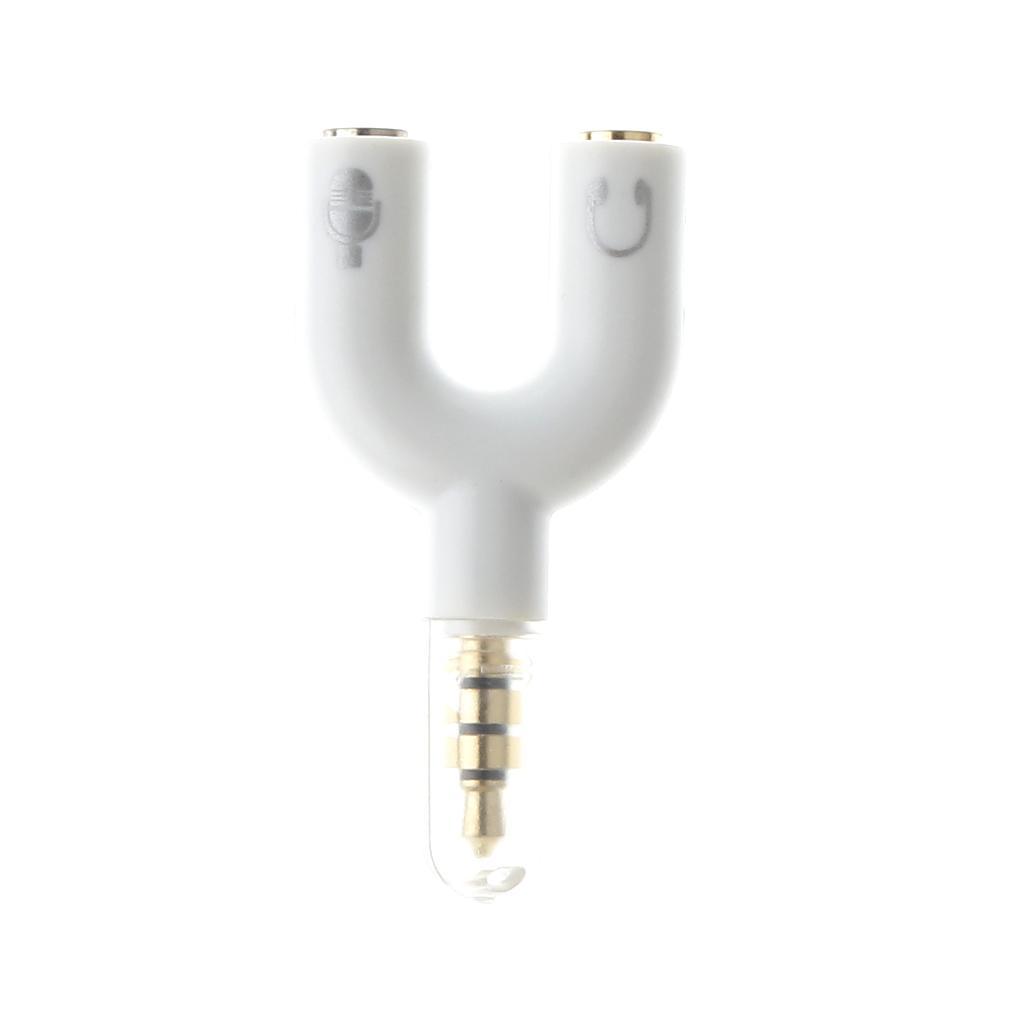 3.5mm Audio Splitter Adapter for Headphone Headset PC Smartphone White