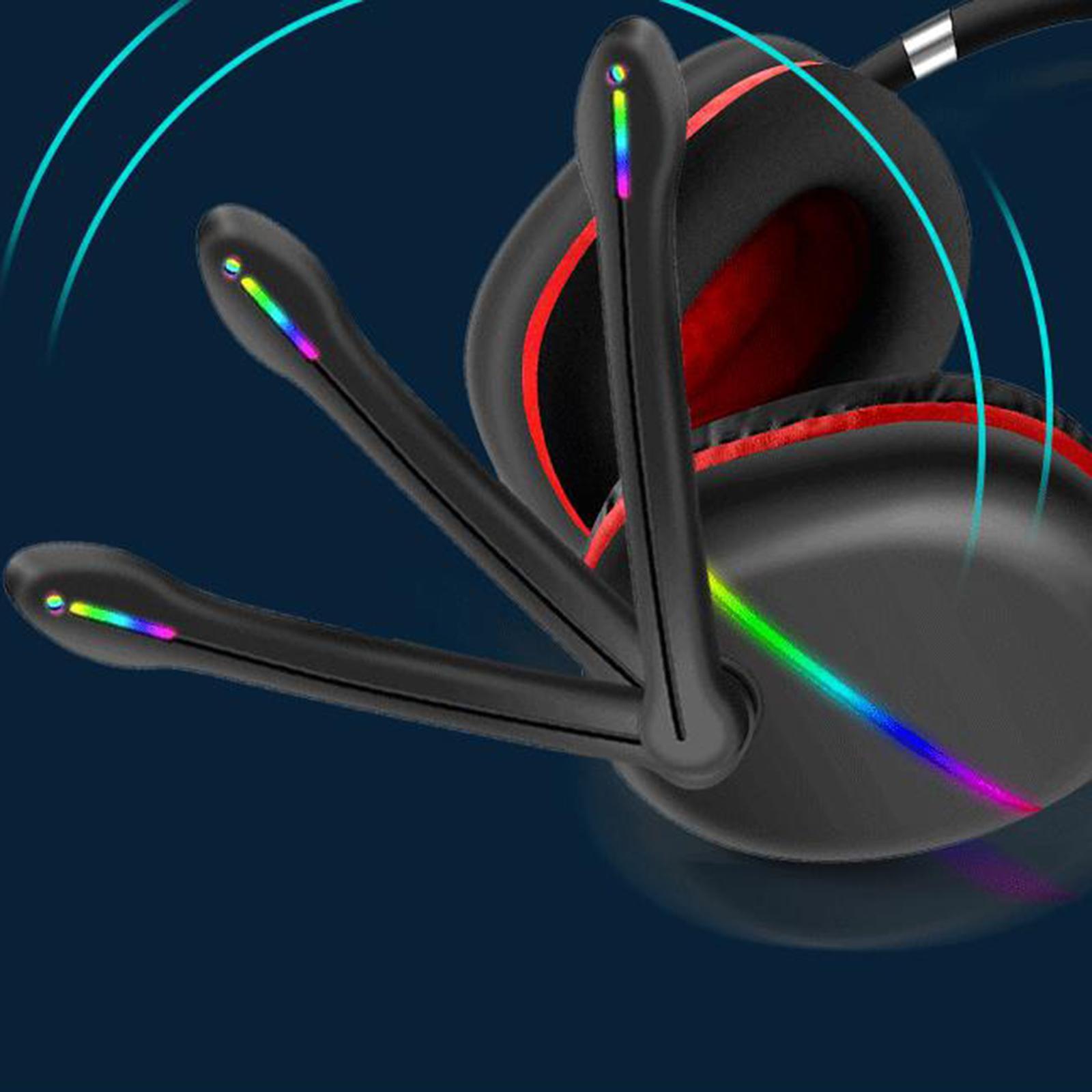 2 Bluetooth 5.1 Headphones with Microphone, RGB Lights, HiFi Low Latency Computer