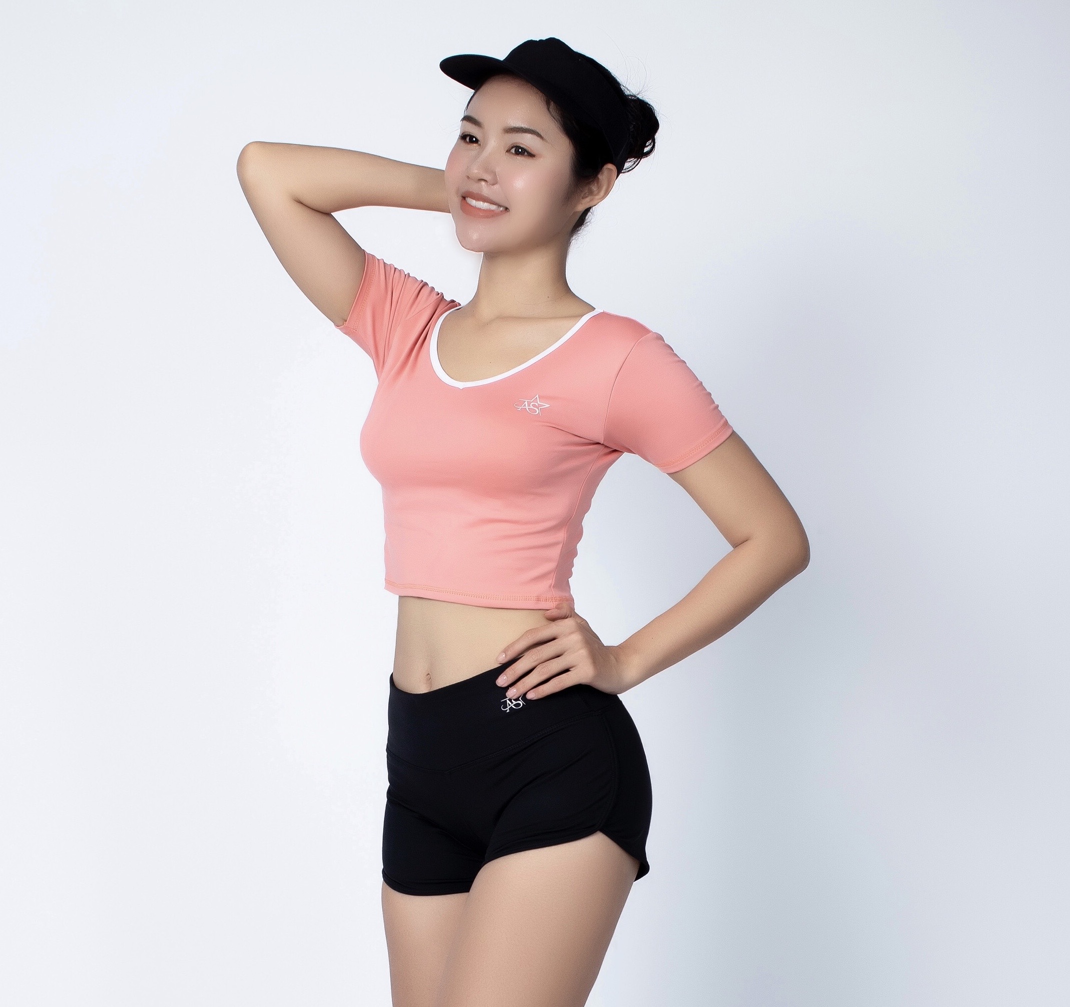 Áo tập thể thao Croptop nữ tay ngắn phối viền cổ màu Cam