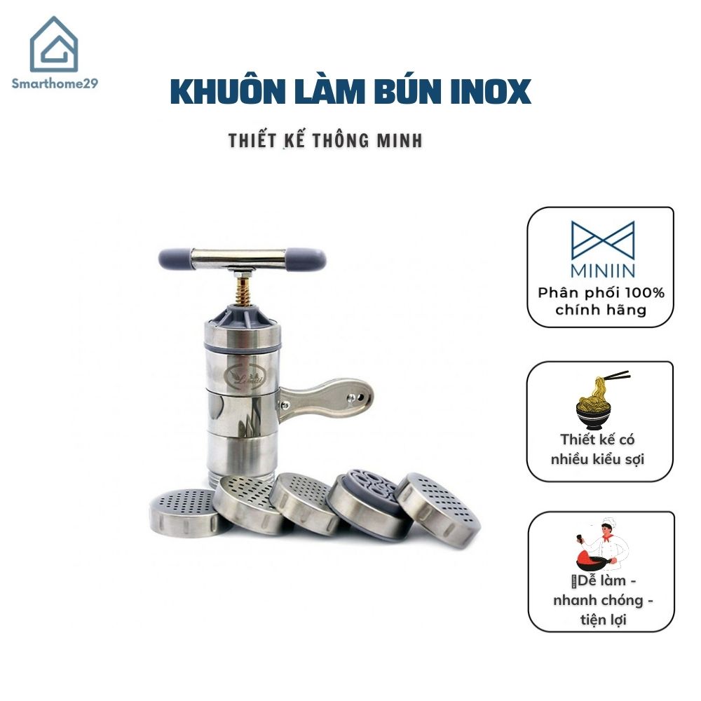 Khuôn Làm Bún Inox Cầm Tay ,Dụng Cụ Ép Bánh Canh , Bánh Lọt , Sợi Phở , Khoai Tây Nghiền Đa Năng - Hàng Loại 1 - Chính Hãng MINIIN