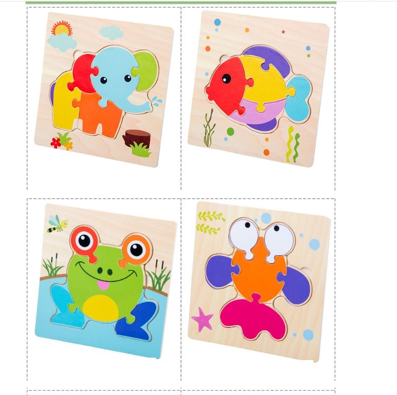 Đồ chơi trí tuệ - Combo 10 Bộ Tranh Ghép Gỗ Nổi - Children's Cartoon  Puzzle Board Toy (Giao ngẫu nhiên)