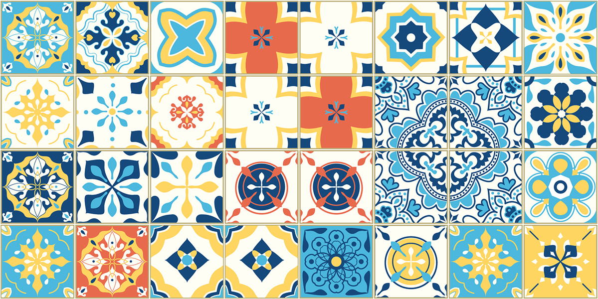 Set 32 ô 15x15cm Decal gạch bông - Ms: KT23