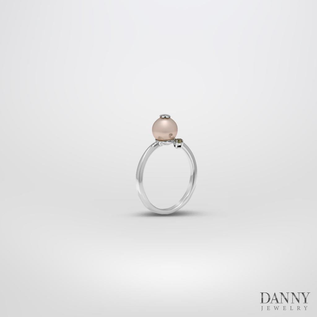 Nhẫn Nữ Danny Jewelry Bạc 925 Đính Ngọc Ốc & Đá Sapphire N0103 Xi Rhodium