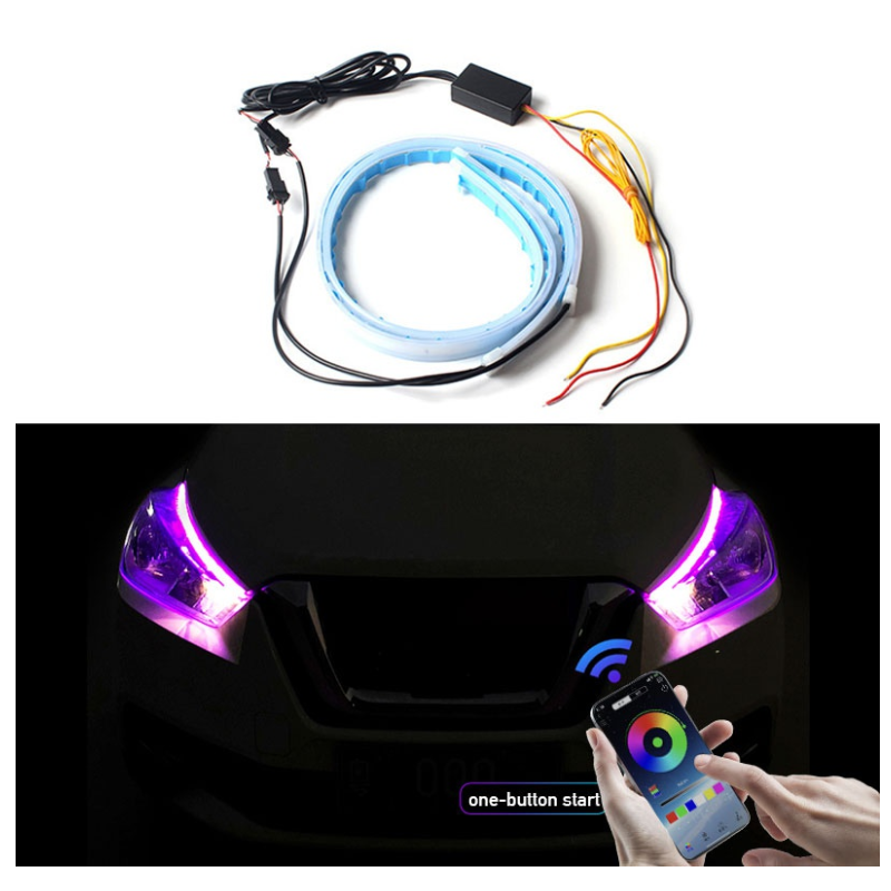 2 cái siêu mịn DRL siêu mỏng chạy ban ngày Ánh sáng chảy Rẽ LED DRL chống thấm nước DRL linh hoạt Hướng dẫn ống mềm cho ô tô Dải đèn LED cho đèn pha