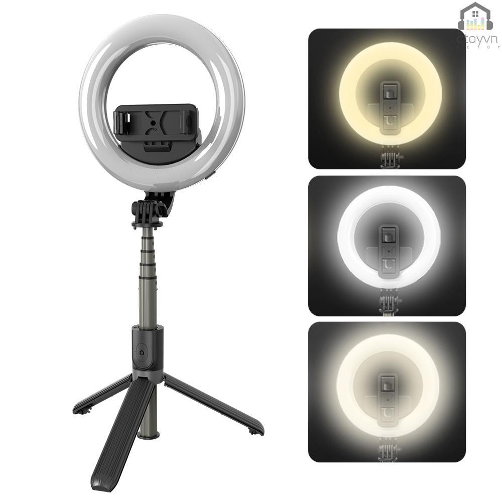 Vòng đèn LED 3 chế độ mini 6 inch có thể điều chỉnh độ sáng kèm gậy ba chân hỗ trợ trang điểm trực tuyến