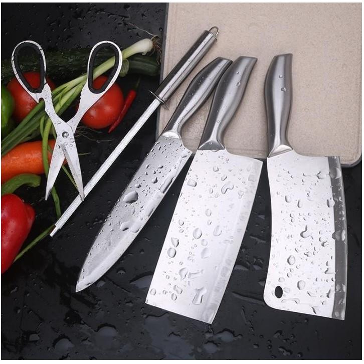 Bộ Dao Nhật INOX 6 Món Nhà Bếp Cao Cấp Kèm Khay Đựng