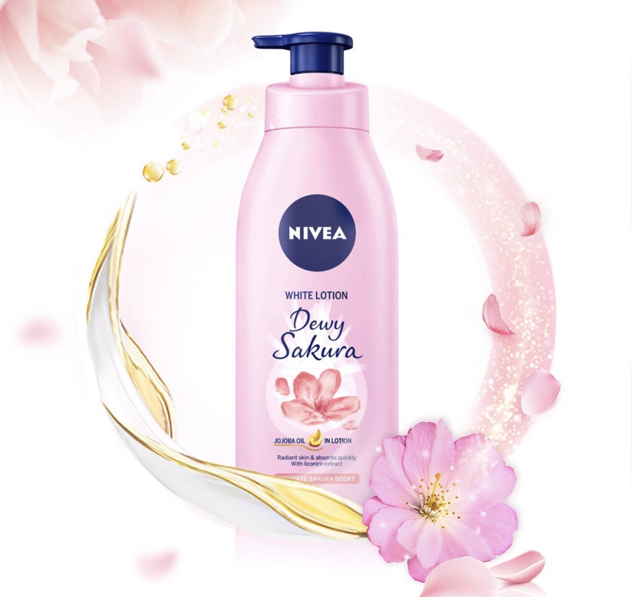 Sữa dưỡng thể dưỡng trắng da Nivea Dewy Sakura 350ml