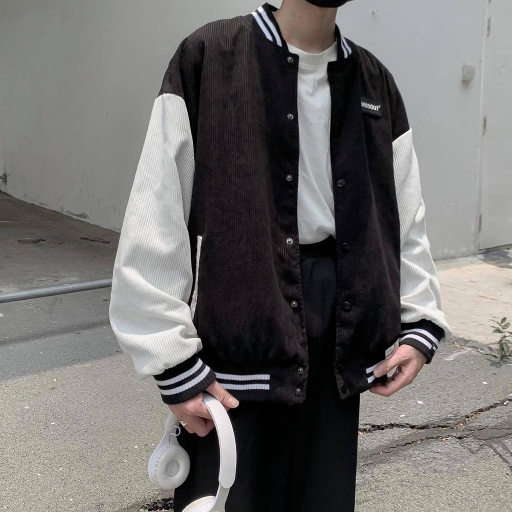 Áo khoác bomber Missout đen unisex nam nữ - vải nhung gân dày dặn - SHOP MAYLAN