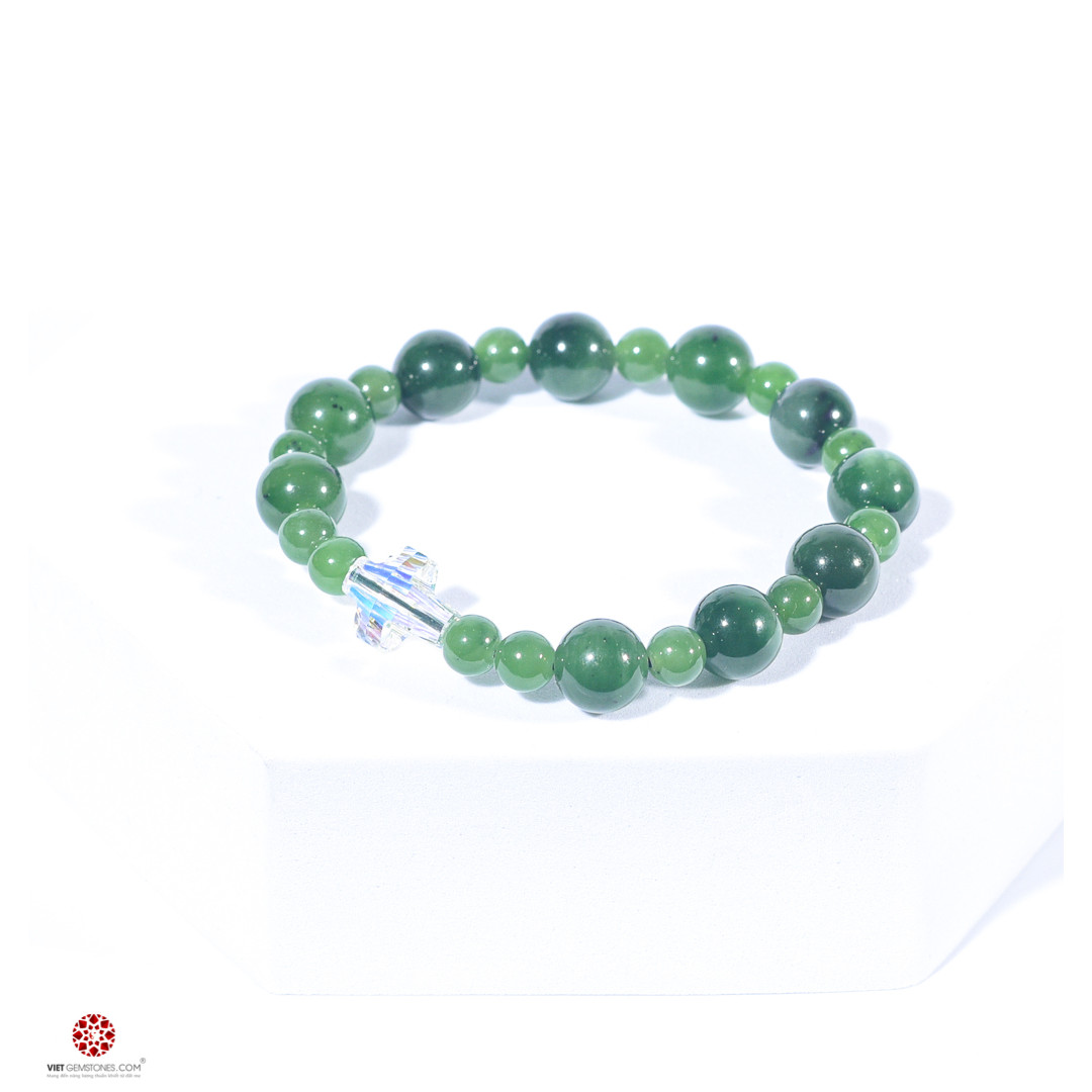 Vòng Chuỗi Mân Côi Ngọc Bích 8mm - Nephrite Canada tự nhiên 100%, nuôi dưỡng thân tâm an lạc - Hợp tất cả các mệnh - Nhiều sự lựa chọn | VietGemstones