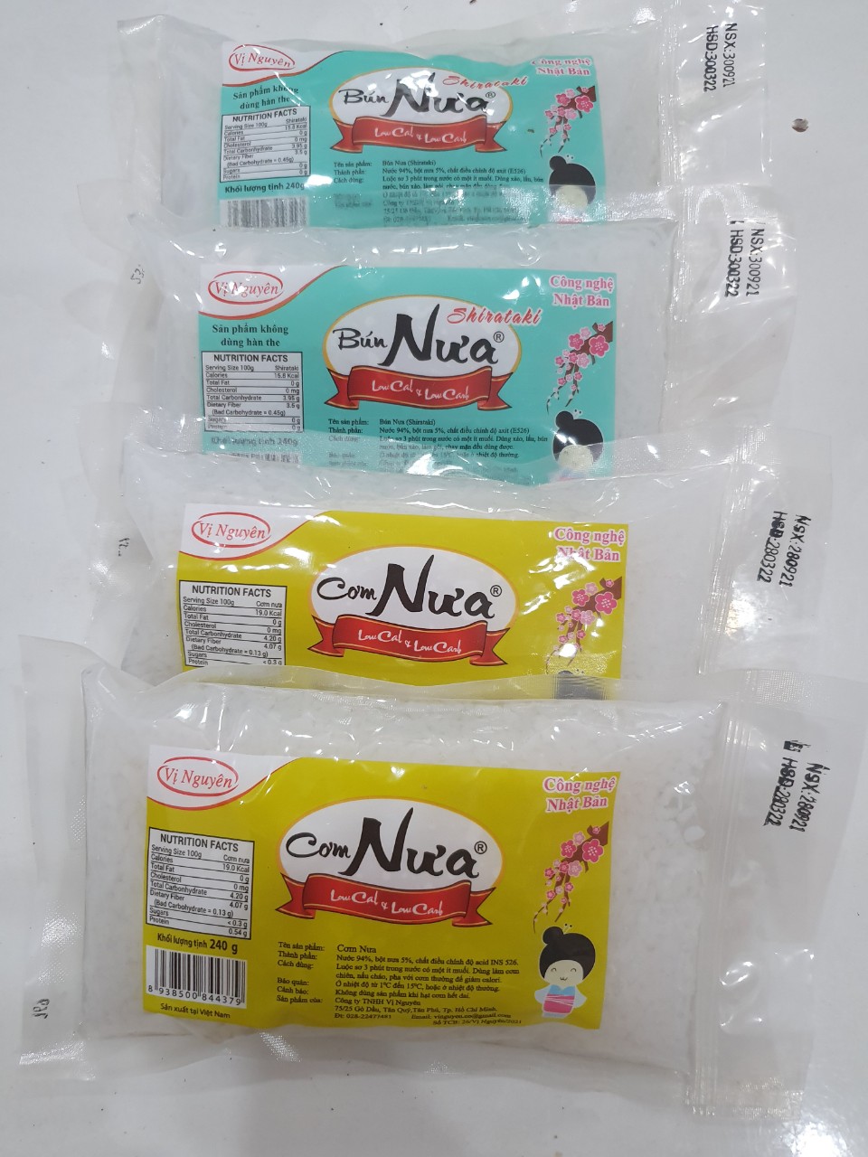 Combo 2 Gói Bún Nưa 2 Gói Cơm Nưa Vị Nguyên 240Gram