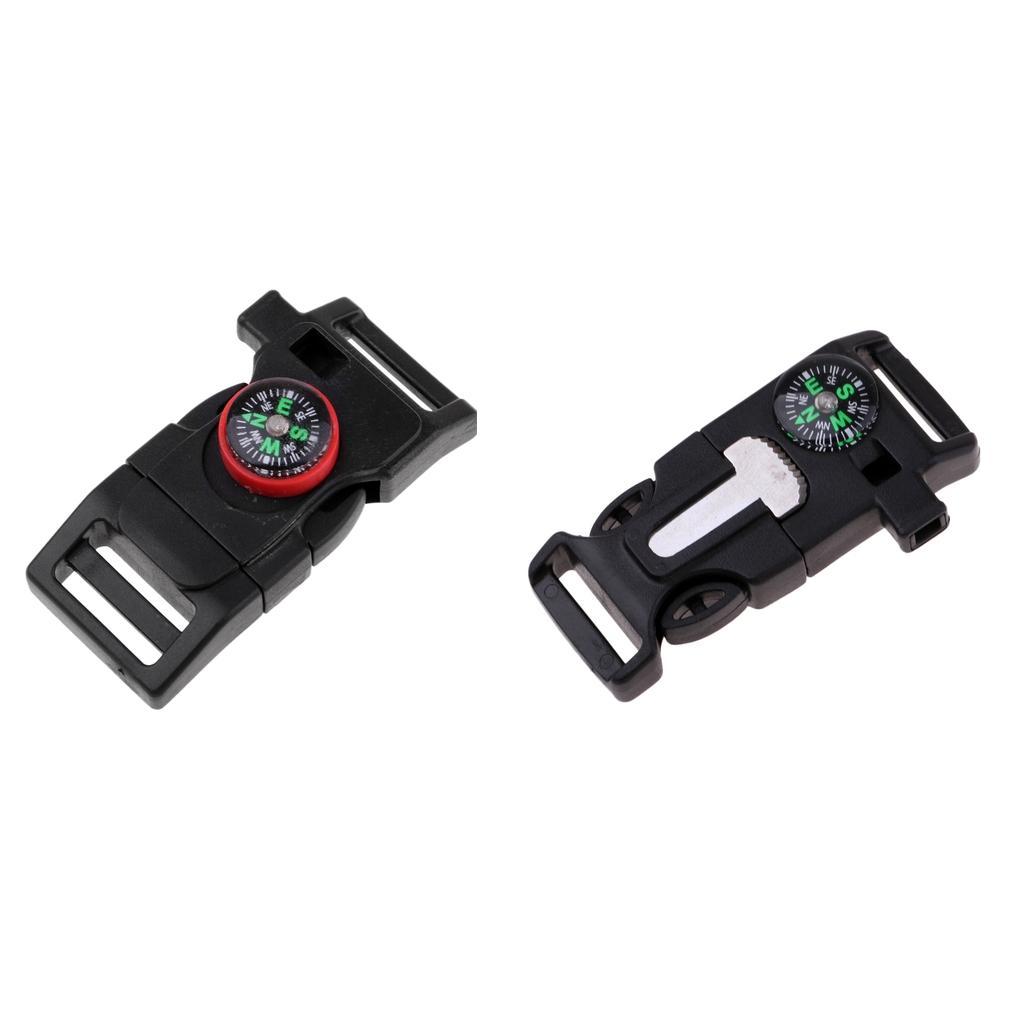 Plastic Side Release Buckle Emergency Whistle Compass Fire Starter Outdoors Sports Small Tools 6cmx3cm
