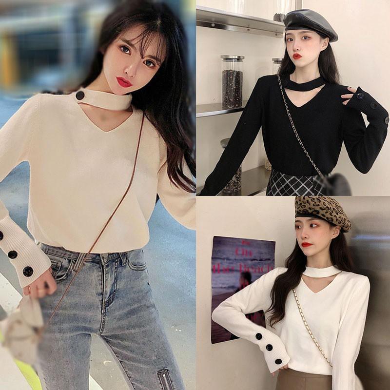 Áo Len Tay Dài Cổ Chữ V Form Rộng Phong Cách Retro