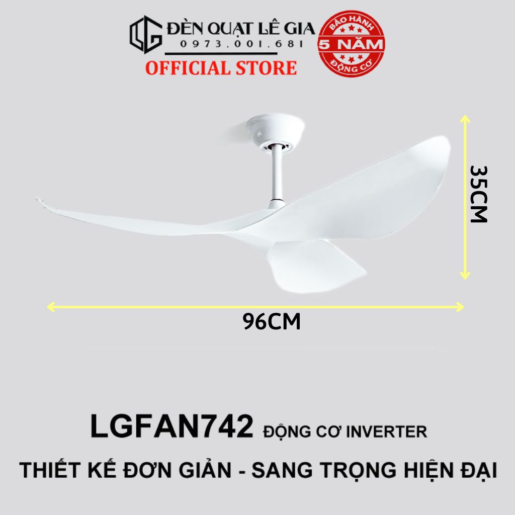 Quạt trần thiết kế hiện đại Lê Gia LGFAN742 | Quạt trần thiết kế sang trọng | Quạt trần giá rẻ cho chung cư văn phòng {Hàng Chính Hãng}