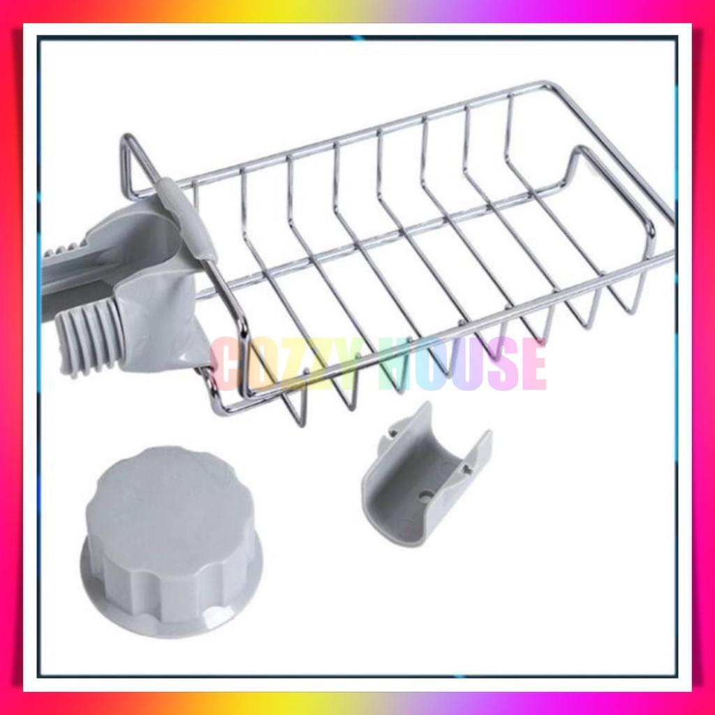 Khay inox gắn vòi rửa chén, lavabo, kệ giá treo để đồ, dụng cụ đa năng tiện dụng Cozzy Home