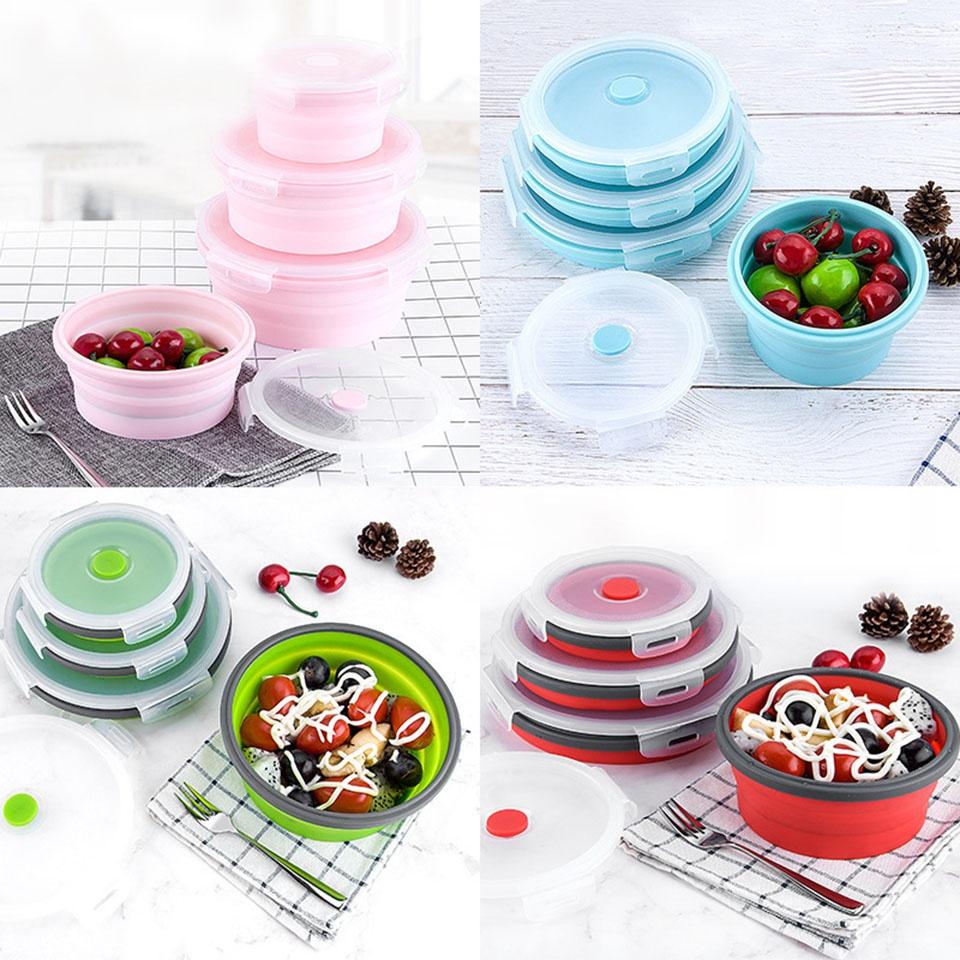 Hộp đựng thực phẩm bằng silicone có thể gấp gọn tiện dụng