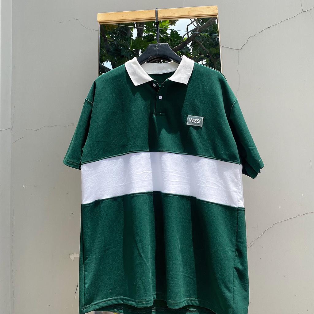 Áo thun POLO nam WNS TEM SU có cổ màu đen và trắng form rộng - vải da cá - SHOP MAYLAN