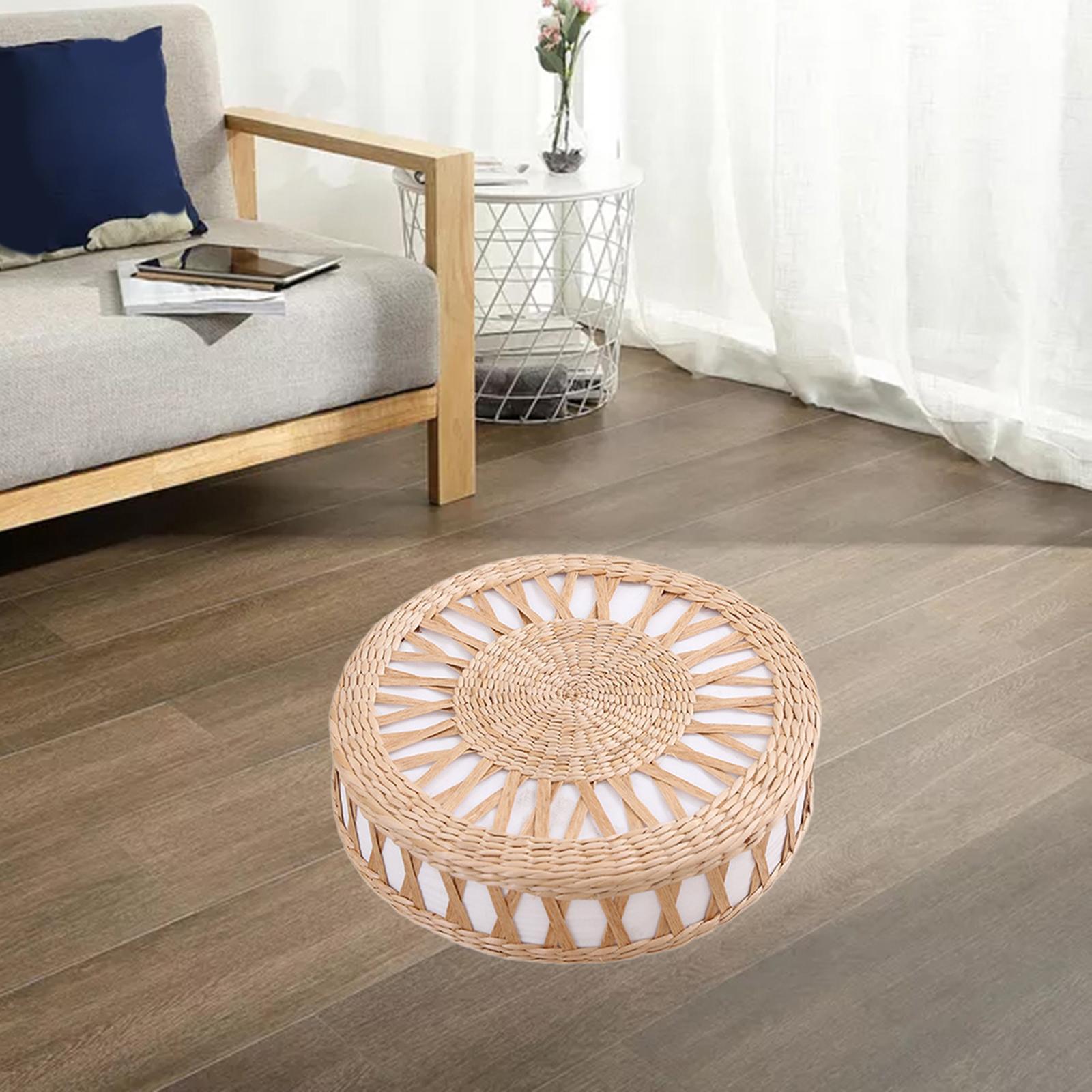 Japanese Flat Seat Cushion Handcrafted Breathable Straw Cushion