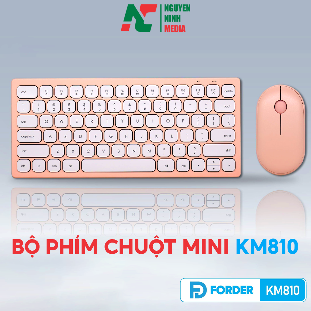 Bộ Phím Chuột Mini Không Dây FORDER KM810 Pink - Hàng Chính Hãng