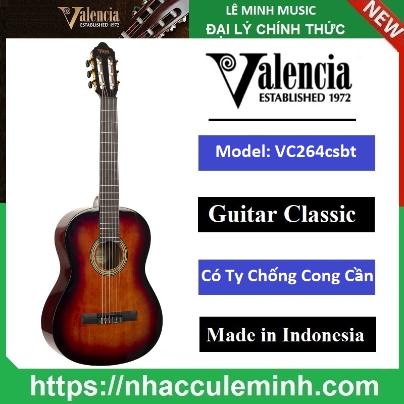 Đàn Guitar Classic Valencia VC264CSBT