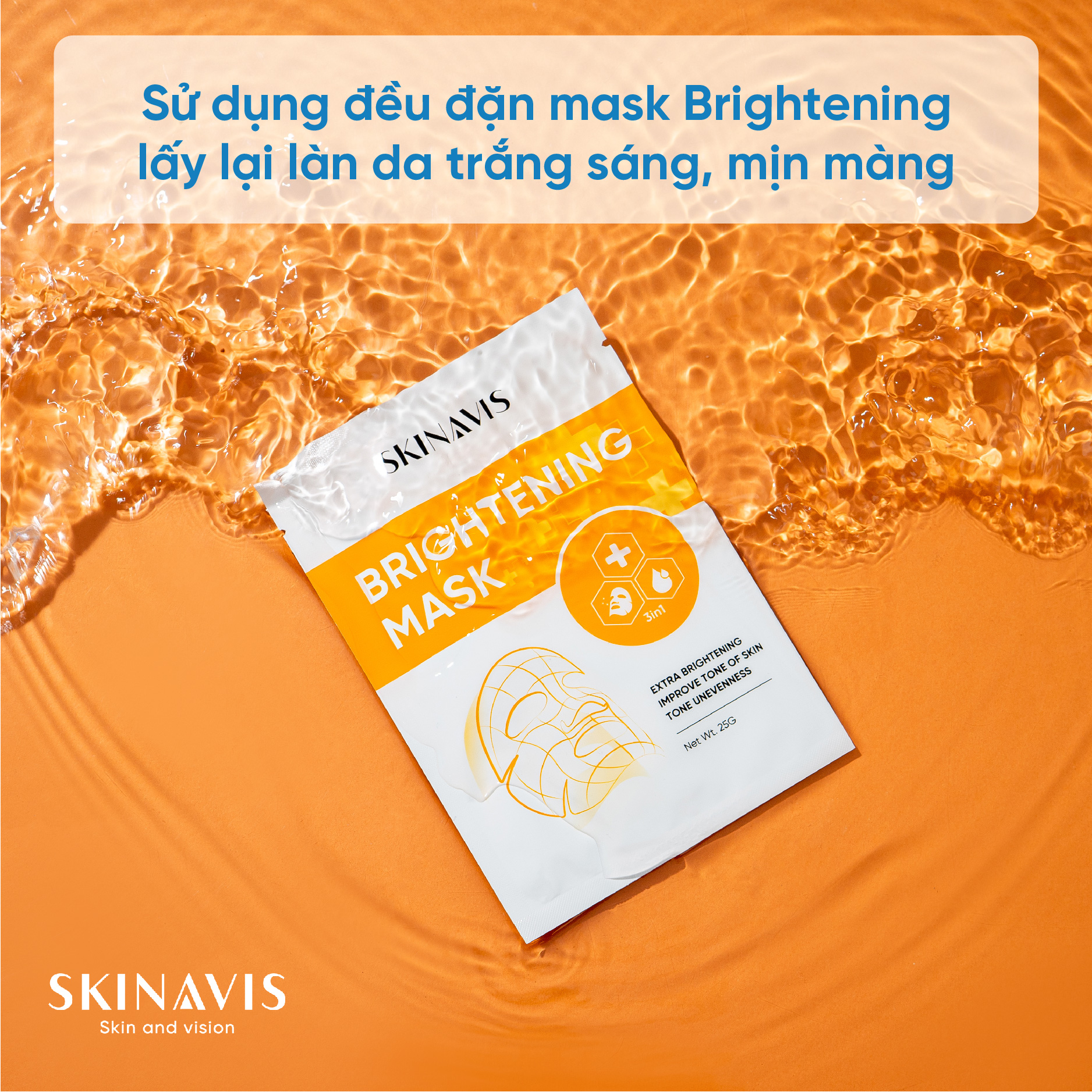 Mặt nạ cấp ẩm trắng da mờ thâm Skinavis Brightening Mask - 10 miếng