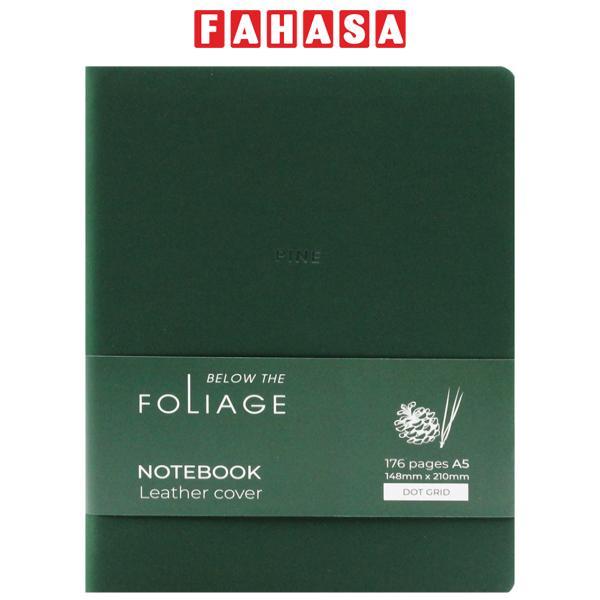 Sổ Bìa Da A5 - Không Kẻ Có Chấm 176 Trang 100gsm - Foliage Pine - The Sun - Màu Xanh Cổ Vịt