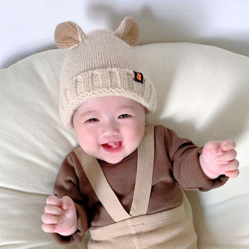 Nón Cho Bé Mùa Đông Trẻ Em Nón Len Dệt Kim Nón Dễ Thương Trẻ Em Khoác Thun Ấm Mũ Bonnet 42-48Cm dành Cho Bé Trai Bé Gái 4-15 M