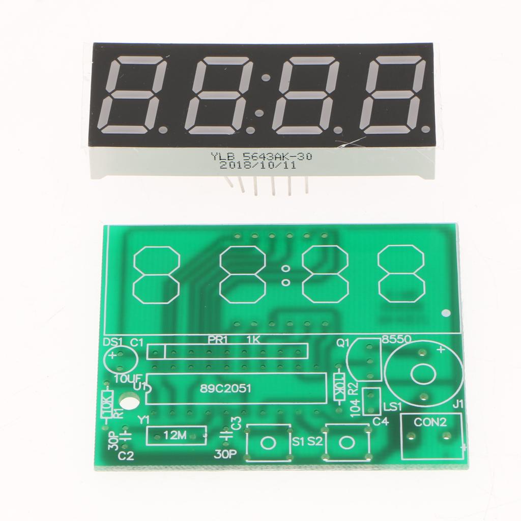 LCD DIY Digital Clock Kit with Large Screen Time Date Week Display 4 Digits Alarm Clock Suite