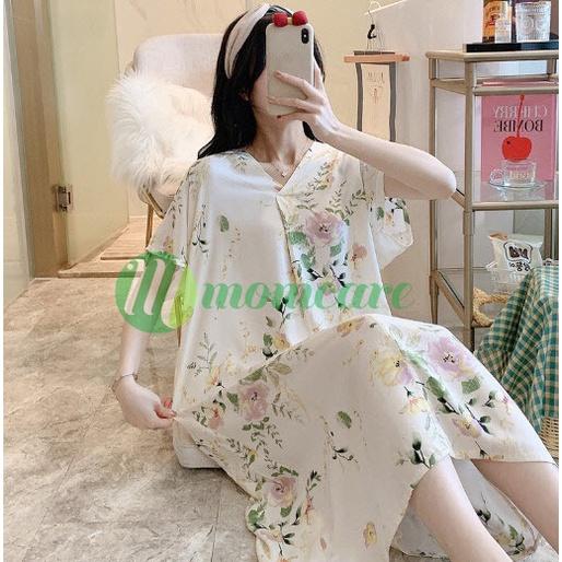 Váy lanh ngắn tay mềm mát, hoạ tiết trẻ trung