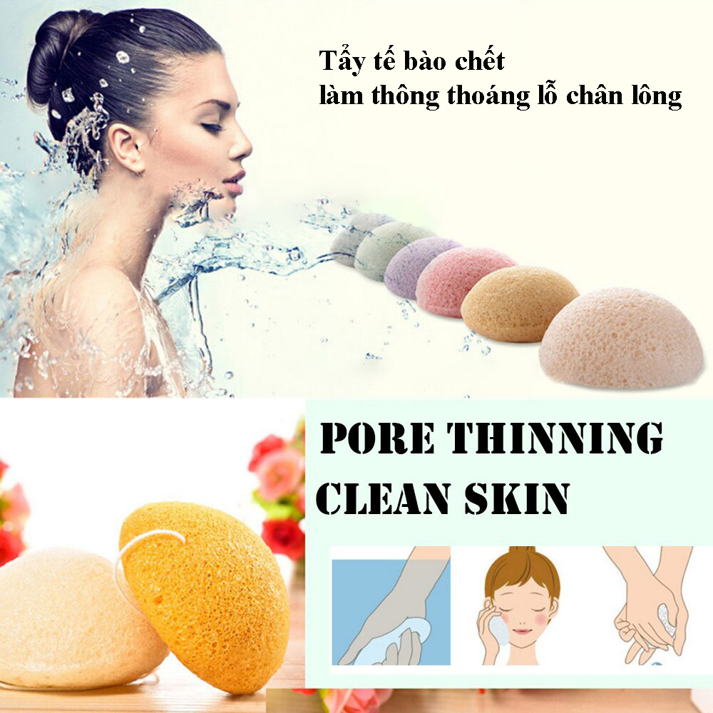 Mút rửa mặt Konjac Nhật Bản, hiệu quả làm sạch da, tẩy trang, mát xa, tẩy tế bào chết MINISO NATURAL KONJAC CLEANSING SPONGE chính hãng màu hồng nhạt – MNS082