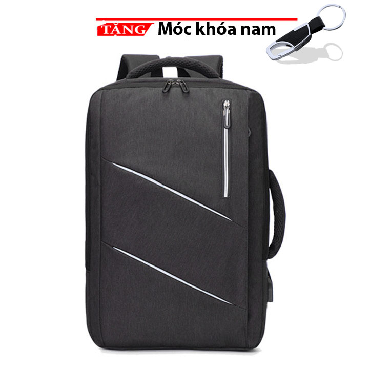 Cặp đựng laptop - Balo công sở có phản quang có sạt Kẻ Xéo Đôi MR4 có chống nước kép vào vali tặng móc khóa nam