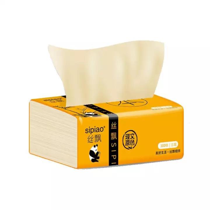 Giấy Ăn Gấu Trúc Sipao LOẠI 300 tờ/gói - Không chất tẩy trắng
