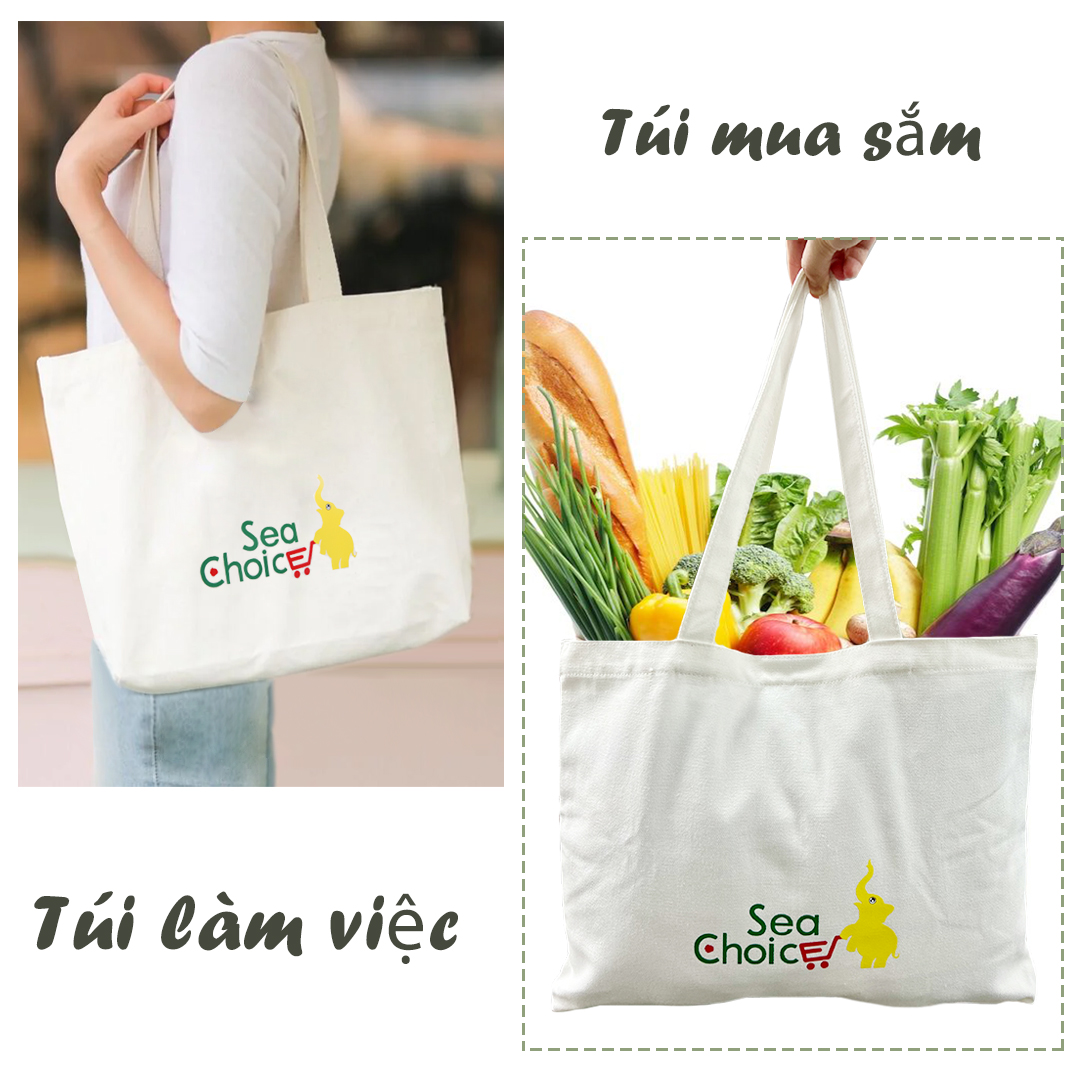 Túi Tote Bằng Vải Canvas Sea Choice Đeo Vai Đa Năng Sức Chứa Lớn Thời Trang Cho Nữ Thích Hợp Cho DIY/Mua Sắm/Quà Tặng