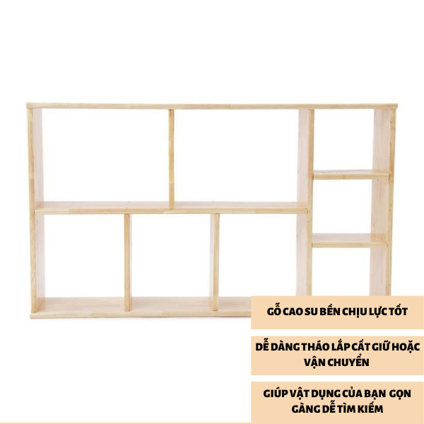 Kệ sách treo tường bằng gỗ cao su thiên nhiên,giá sách treo tường ngang 1M2 kệ trang trí chịu lực tốt