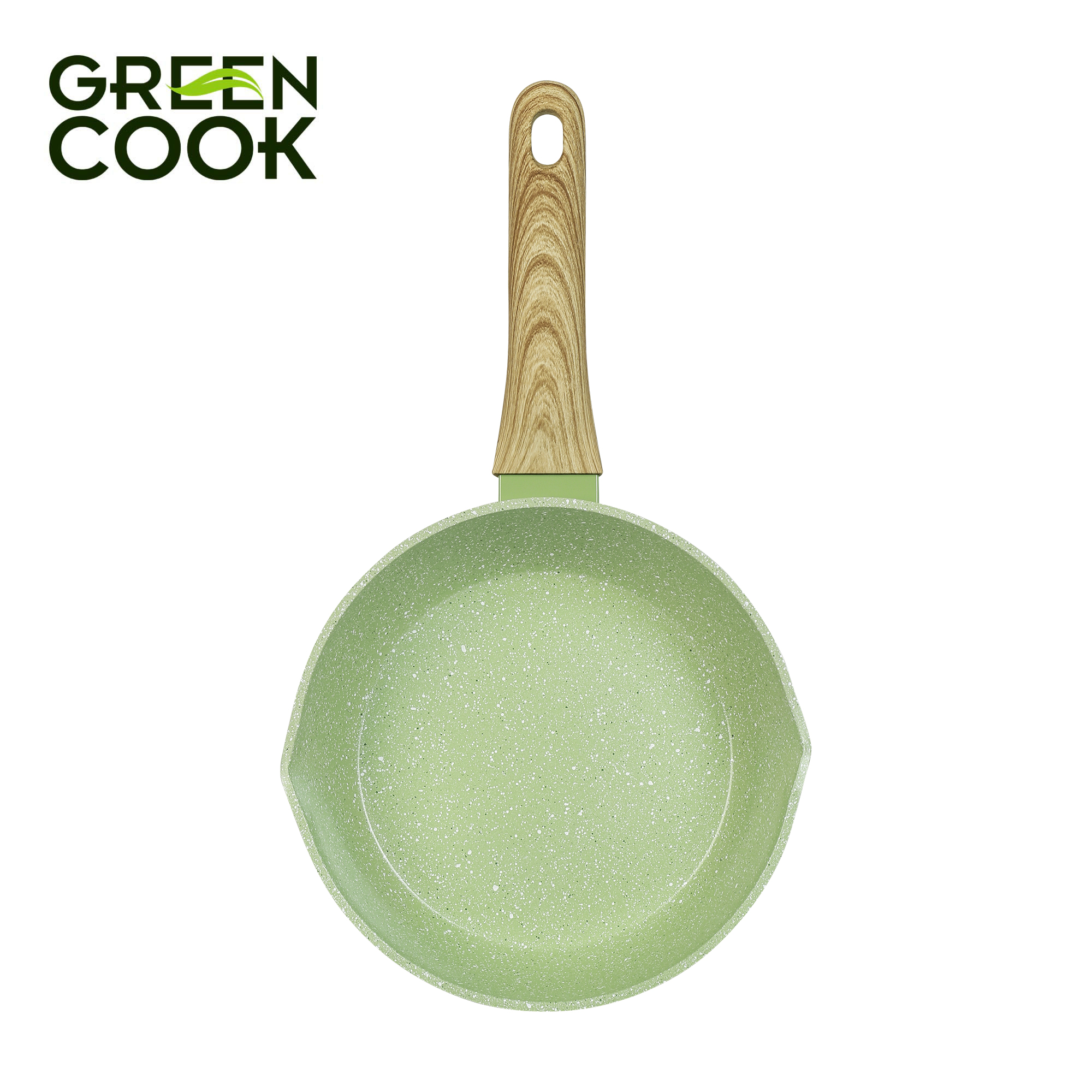 Chảo nhôm sâu men đá ceramic miệng rót Green Cook GCP231-28IH màu xanh 10 lớp chống dính sử dụng được trên tất cả các loại bếp - greencook