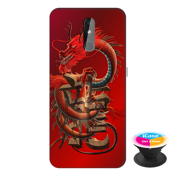 Ốp lưng điện thoại Nokia 3.2 hình Rồng Đỏ tặng kèm giá đỡ điện thoại iCase xinh xắn - Hàng chính hãng