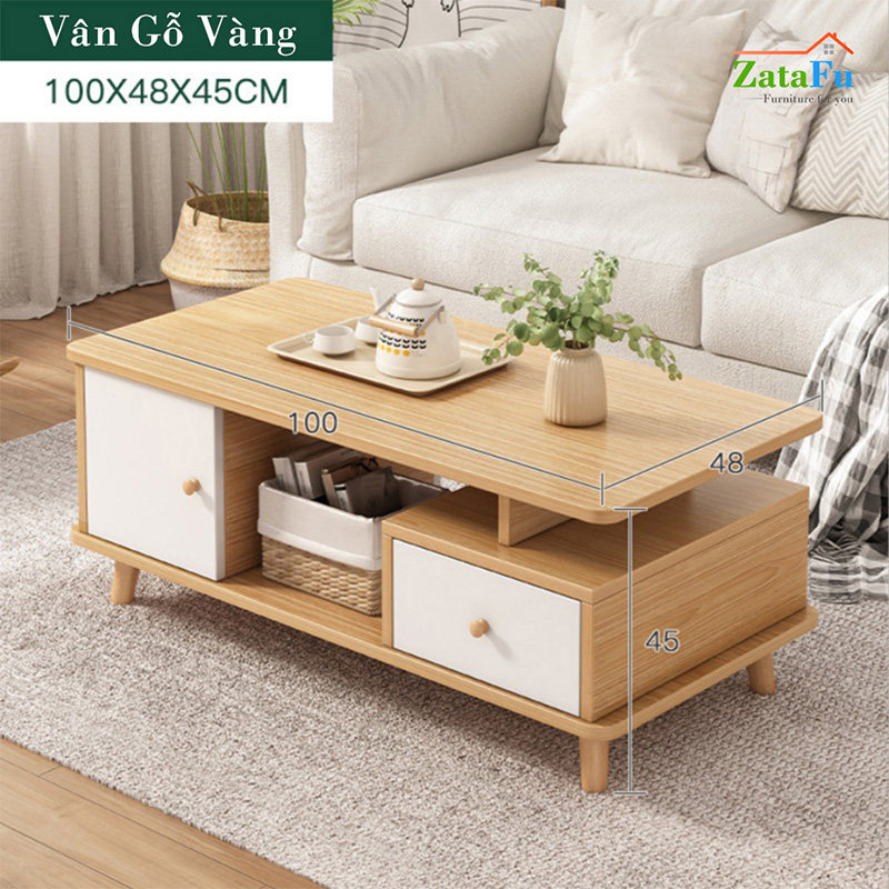 Bàn Trà Sofa Gỗ Phòng Khách Hiện Đại Chân Gỗ BSF-02