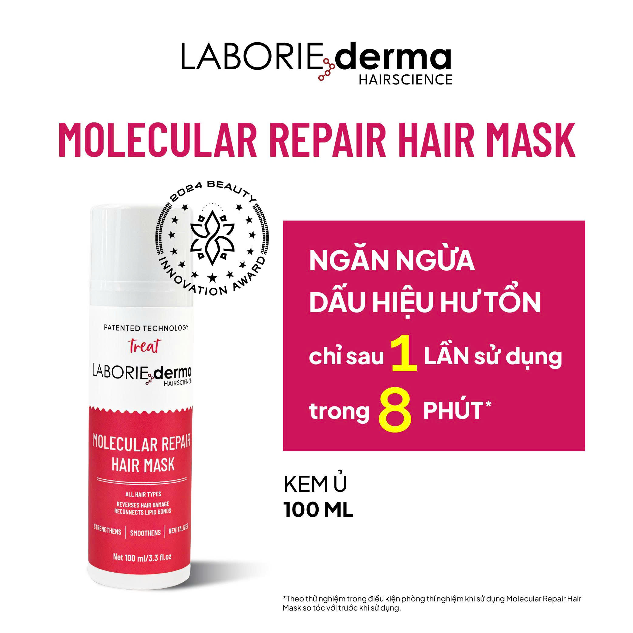 Mặt nạ phục hồi dành cho tóc hư tổn LABORIE derma Molecular Repair Hair Mask 100ml