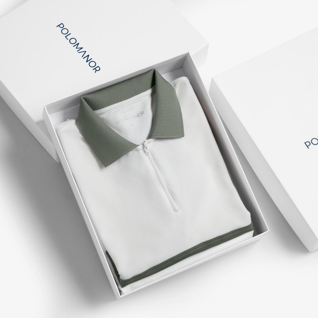 Áo Polo nam phối BRUNO vải cá sấu cotton CMC, nam tính, thanh lịch, sang trọng - POLOMANOR