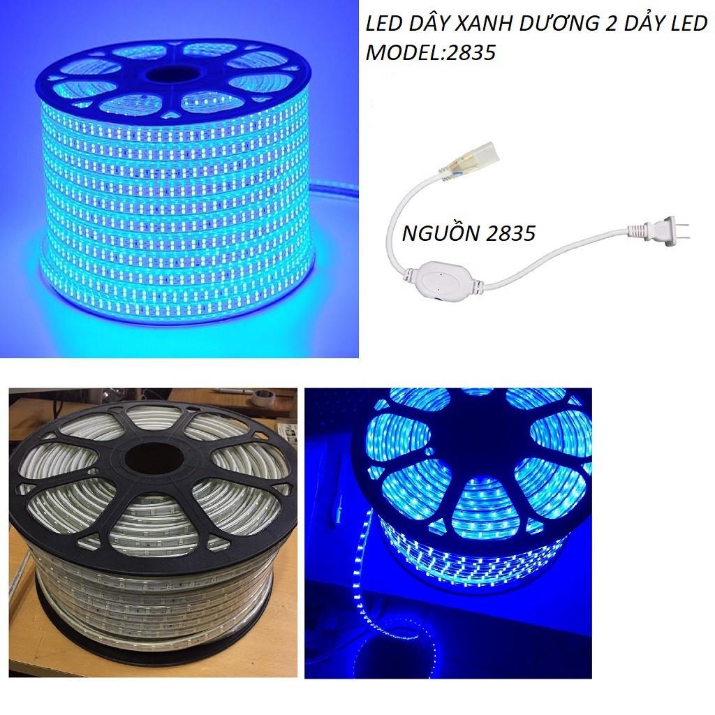 COMBO 10 MÉT LED DÂY ĐÔI 2835 XANH DƯƠNG TẶNG KÈM NGUỒN