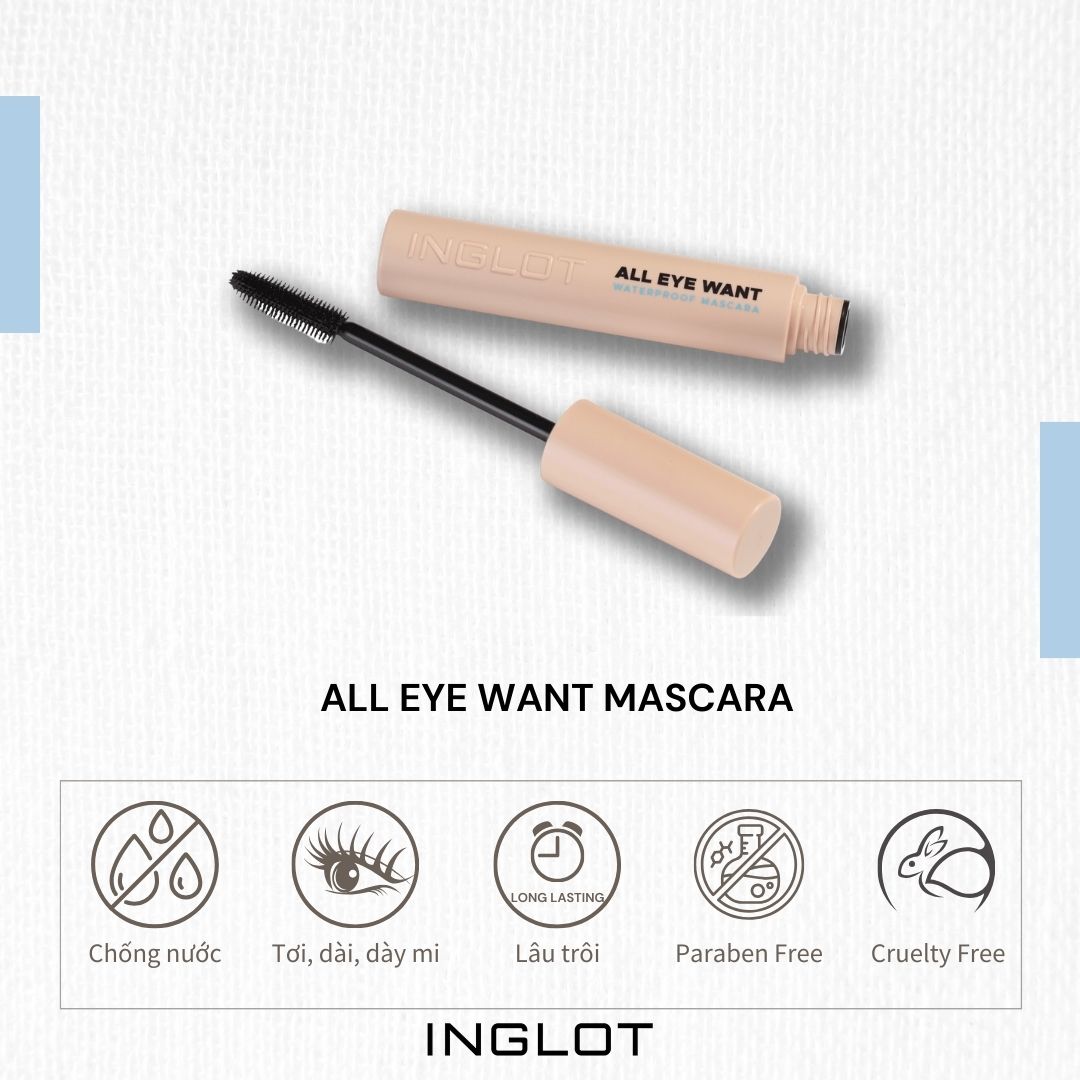 Mascara cong, dày, dài, tơi mi, không trôi All Eye Want Mascara (8.5ml) INGLOT