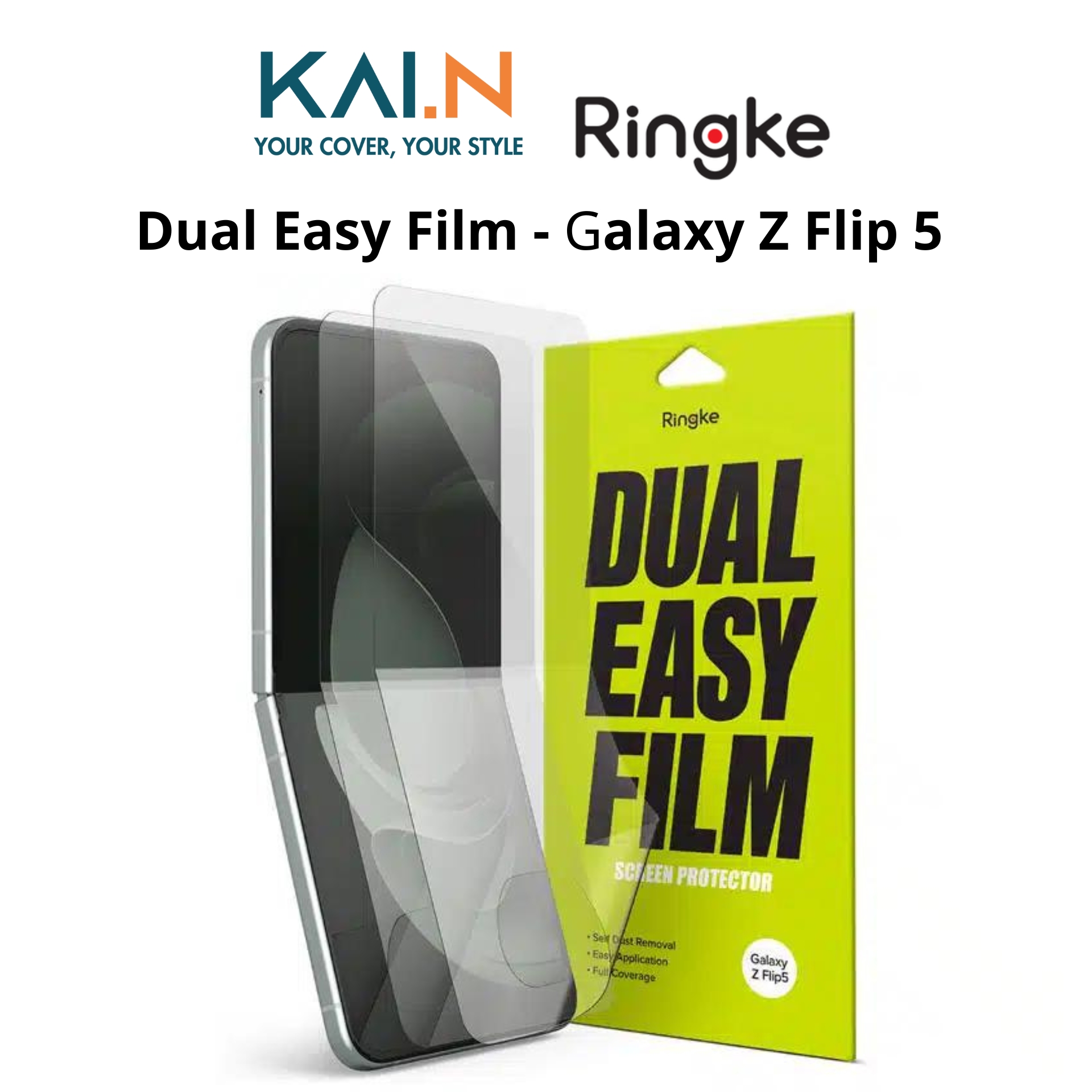 Bộ Dán Dẻo Màn Hình Trong Suốt Ringke Dual Easy Film Dành Cho Samsung Galaxy Z Flip 5 - Hàng Chính Hãng