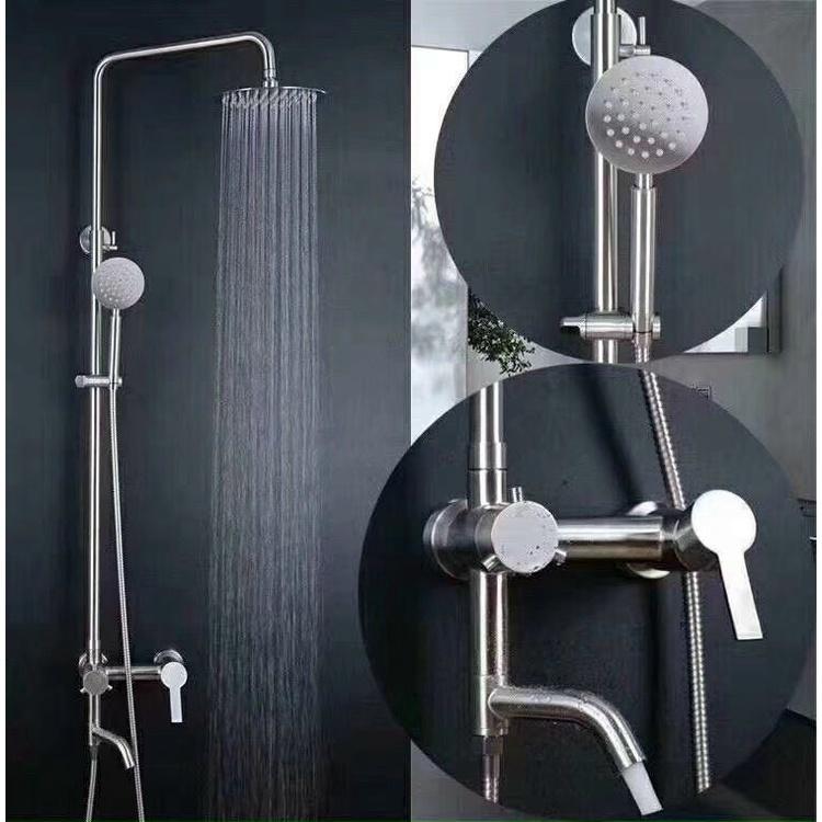 Sen Cây Tắm Mặt Tròn Tay Lệch Inox Sus 304 Bóng