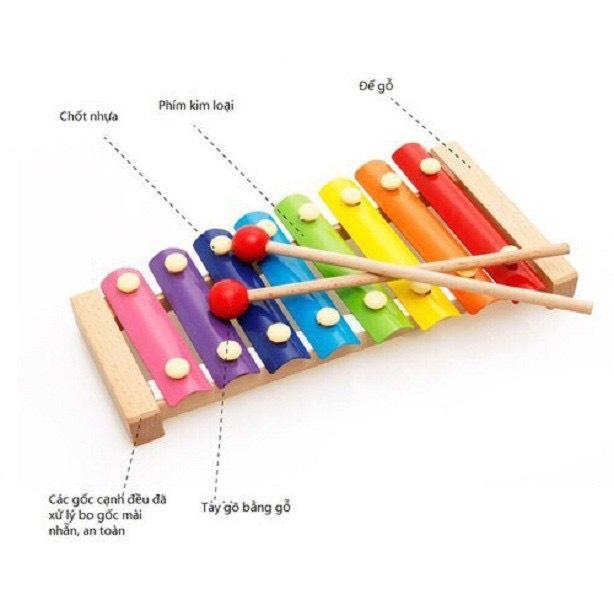 Đồ chơi Đàn Piano Xylophone gỗ 8 thanh quãng, đồ chơi âm nhạc phát triển trí tuệ cho bé từ 1 đến 5 tuổi Xu Xu Kids