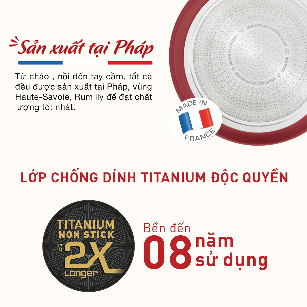 [Made in France] Bộ nồi chảo cán rời 3 món Tefal Ingenio Daily Chef (chảo chiên 22cm, chảo chiên 26cm, tay cầm rời) - Hàng chính hãng