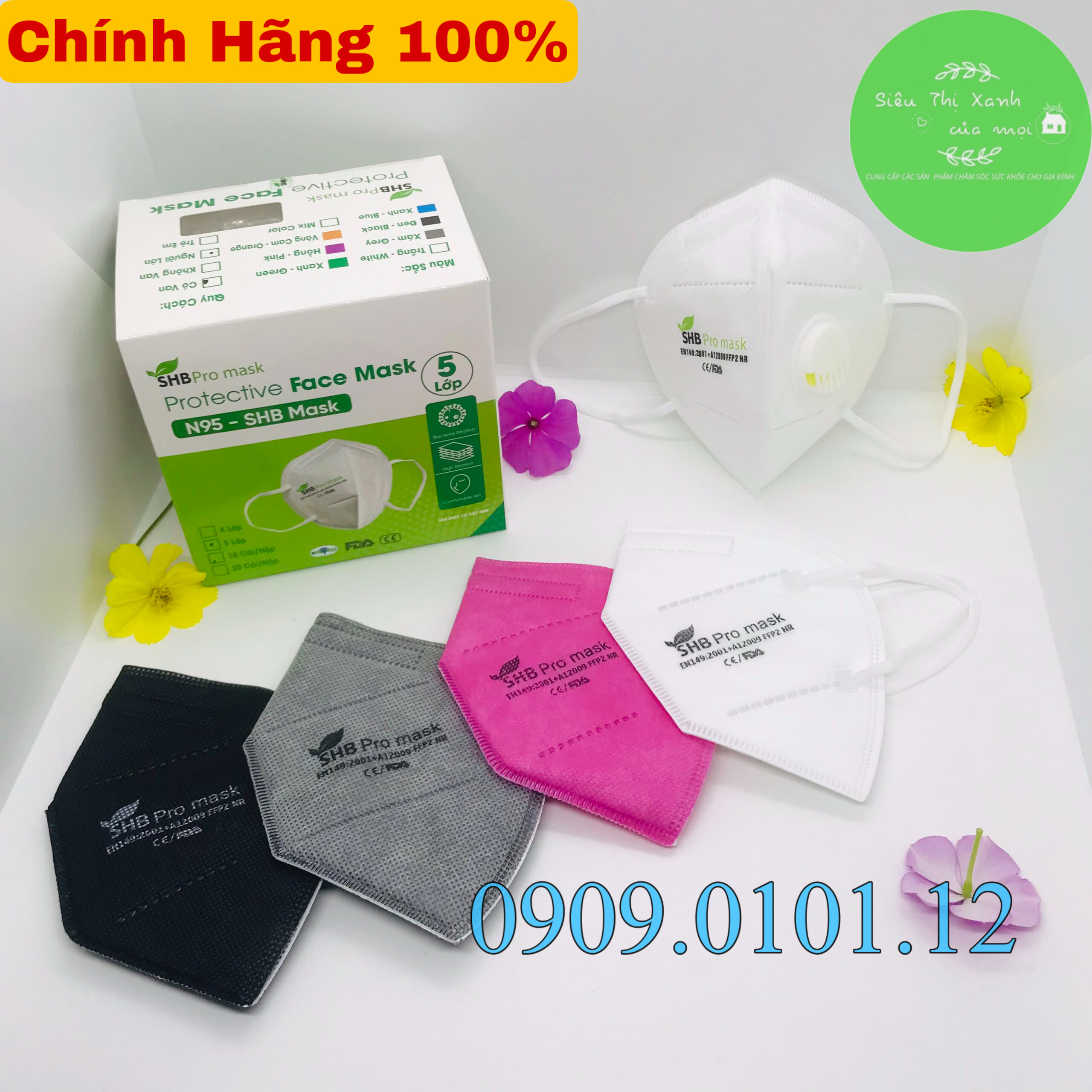 Khẩu trang n95 có van thở SHB Pro Mask, Kn95 cao cấp 5 lớp kháng khuẩn chuẩn FFP2