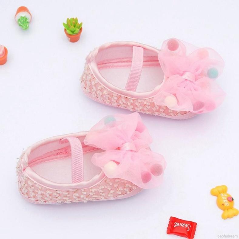 Cho Bé Giày Mềm Mại Phối Nơ Bướm Kiểu Công Chúa Dành Cho Bé Gái