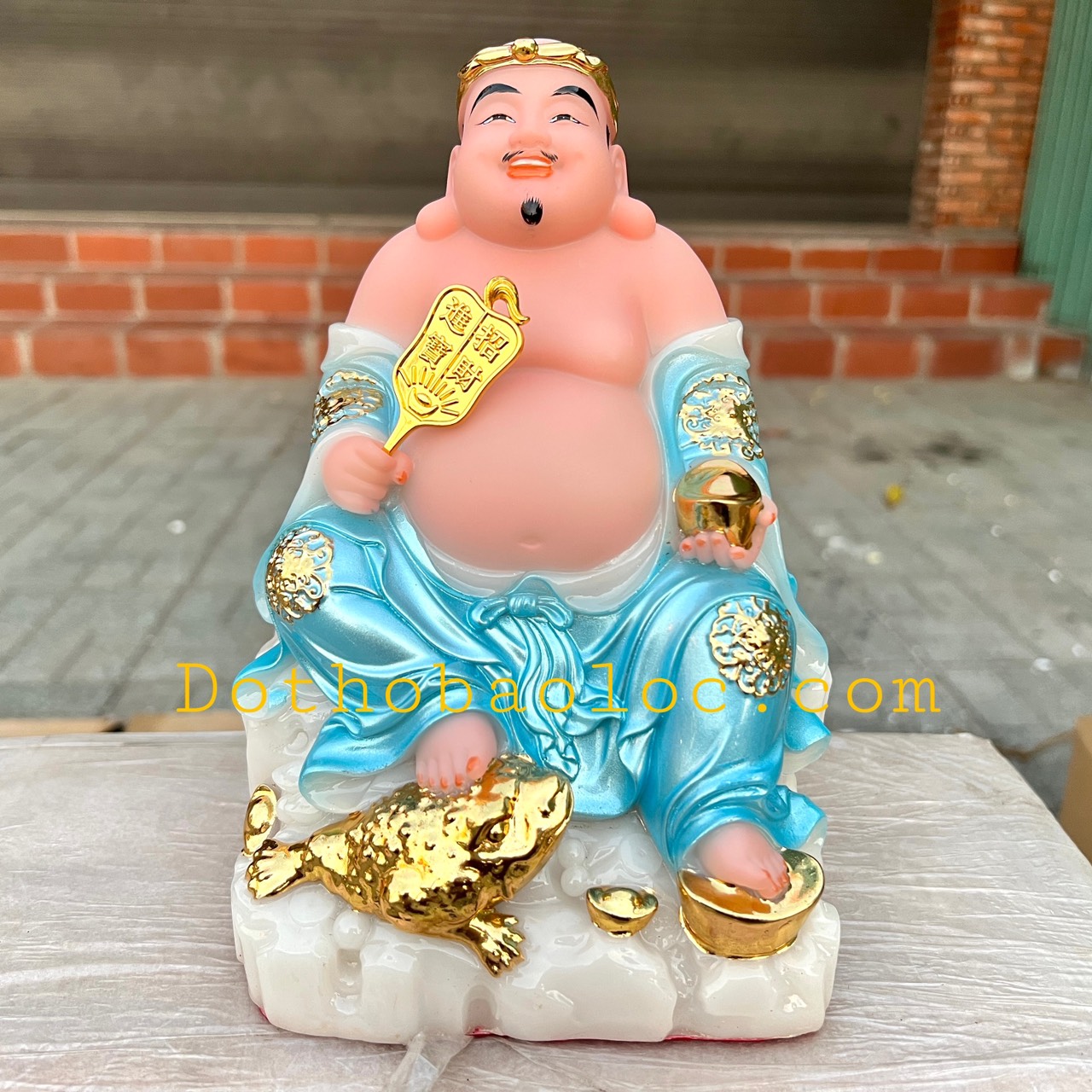 Tượng Thần tài Thổ Địa đế đá nhập khẩu cao cấp cao 20 cm – Xanh dương