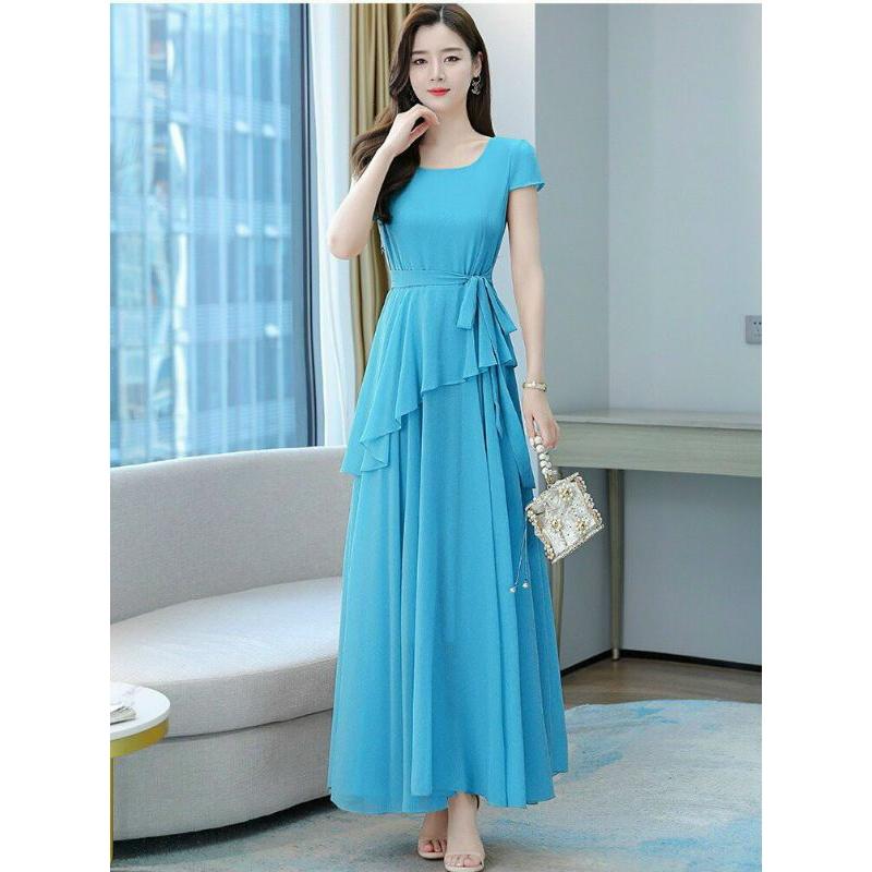 ĐẦM MAXI TAY CON EO CÁCH ĐIỆU